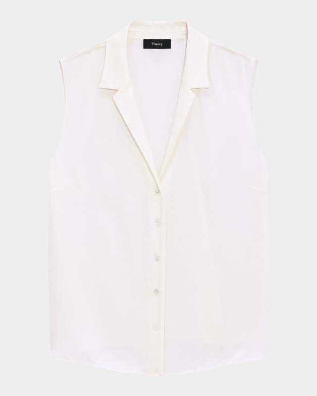 Sleeveless Silk Camp Blous